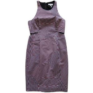 NWT 1.STATE Primary League Modern Stripe Cutout Side Stretch Cotton Dress Large